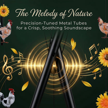 🔥 45% OFF TODAY 🌻 Vintage Metal Chicken & Sunflower Wind Chime 🐔
