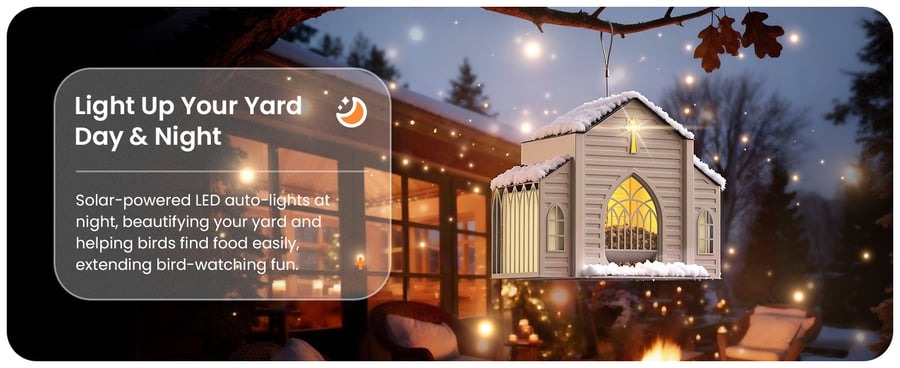 🔥Last Day 49% OFF-✝️Church-Shaped Metal Solar Bird Feeder🐦️✨
