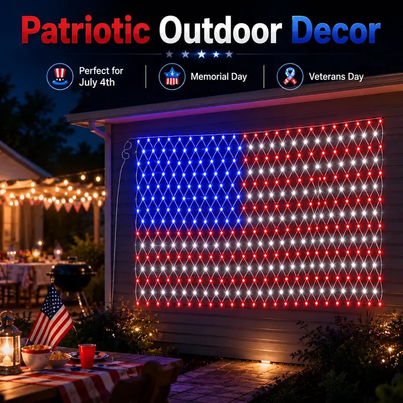 🔥39% Off Sale on July 4-----Solar American Flag Lights Outdoor