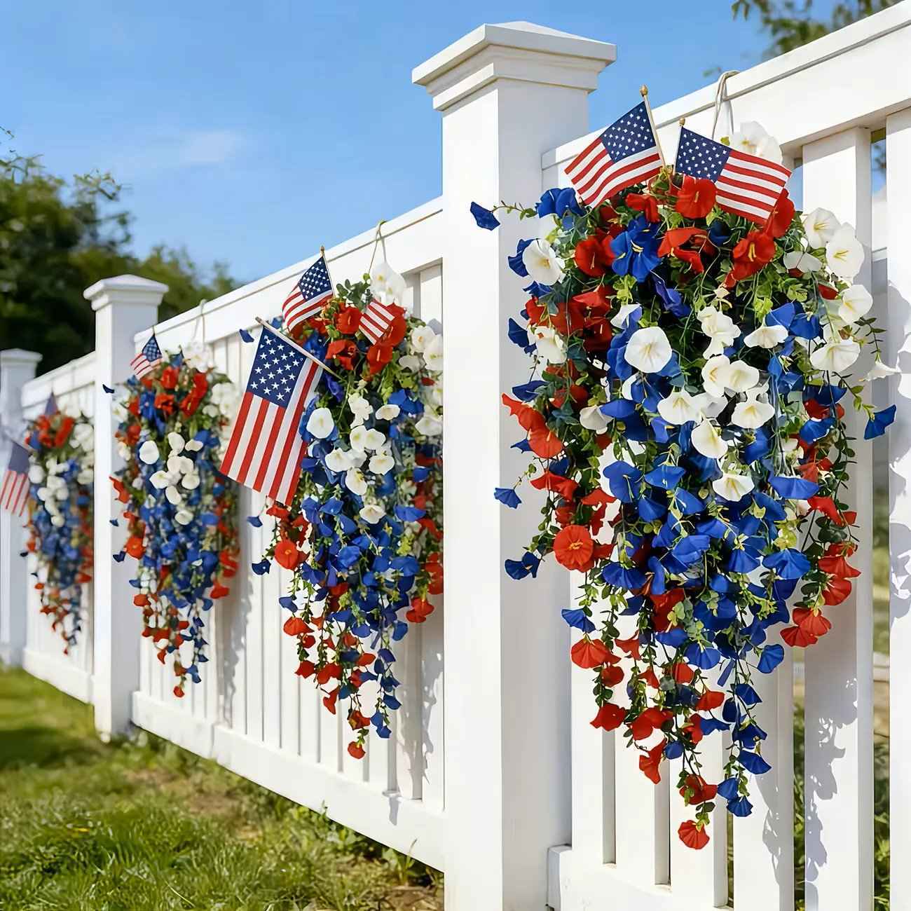 🇺🇸✨ Celebrate America’s 250th Anniversary with Patriotic Hanging Flower Baskets 🌸🎆