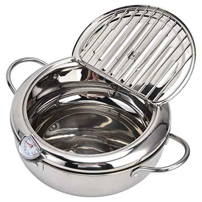 🔥Stainless Steel Frying Pot with Thermometer and Oil Drip Drainer Rack🎉