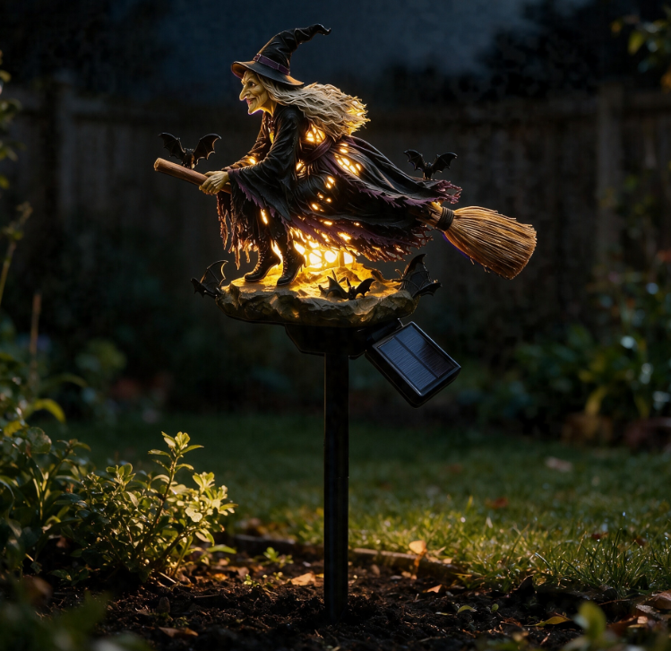 🧙‍♀️🌙 Witch Broom Garden Stake Light | Create a Haunted Halloween Atmosphere