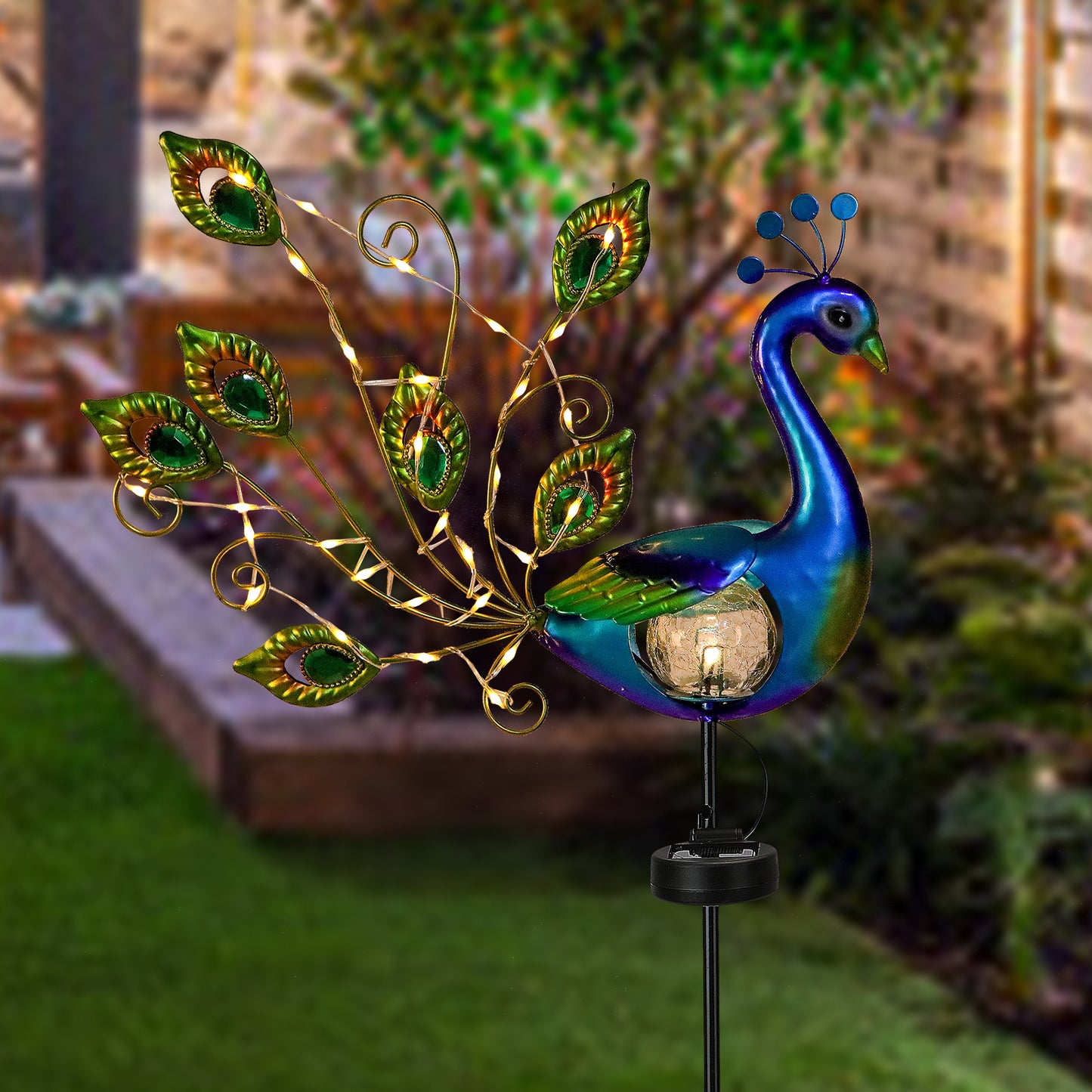 🦚 Wrought Iron Peacock Solar Lawn Lamp