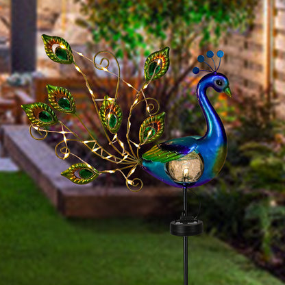 🦚 Wrought Iron Peacock Solar Lawn Lamp