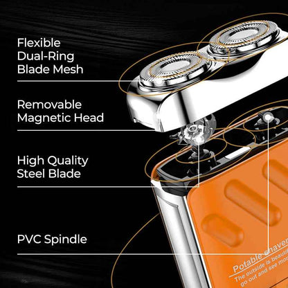 💥SAVE 50% 🪒 Portable Rotary Dual Ring Electric Shaver | Mini USB Rechargeable Pocket Travel Razor For Men