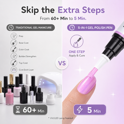 💅 5-in-1 Gel Nail Polish Pen – Flawless Shimmer Nails at Home