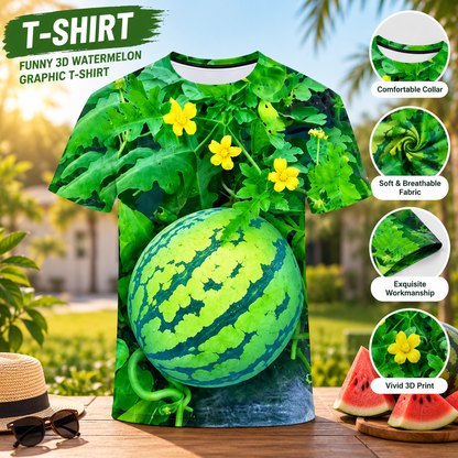 🍉 3D Watermelon Print T-Shirt & Shorts Set – Funny Summer Outfit