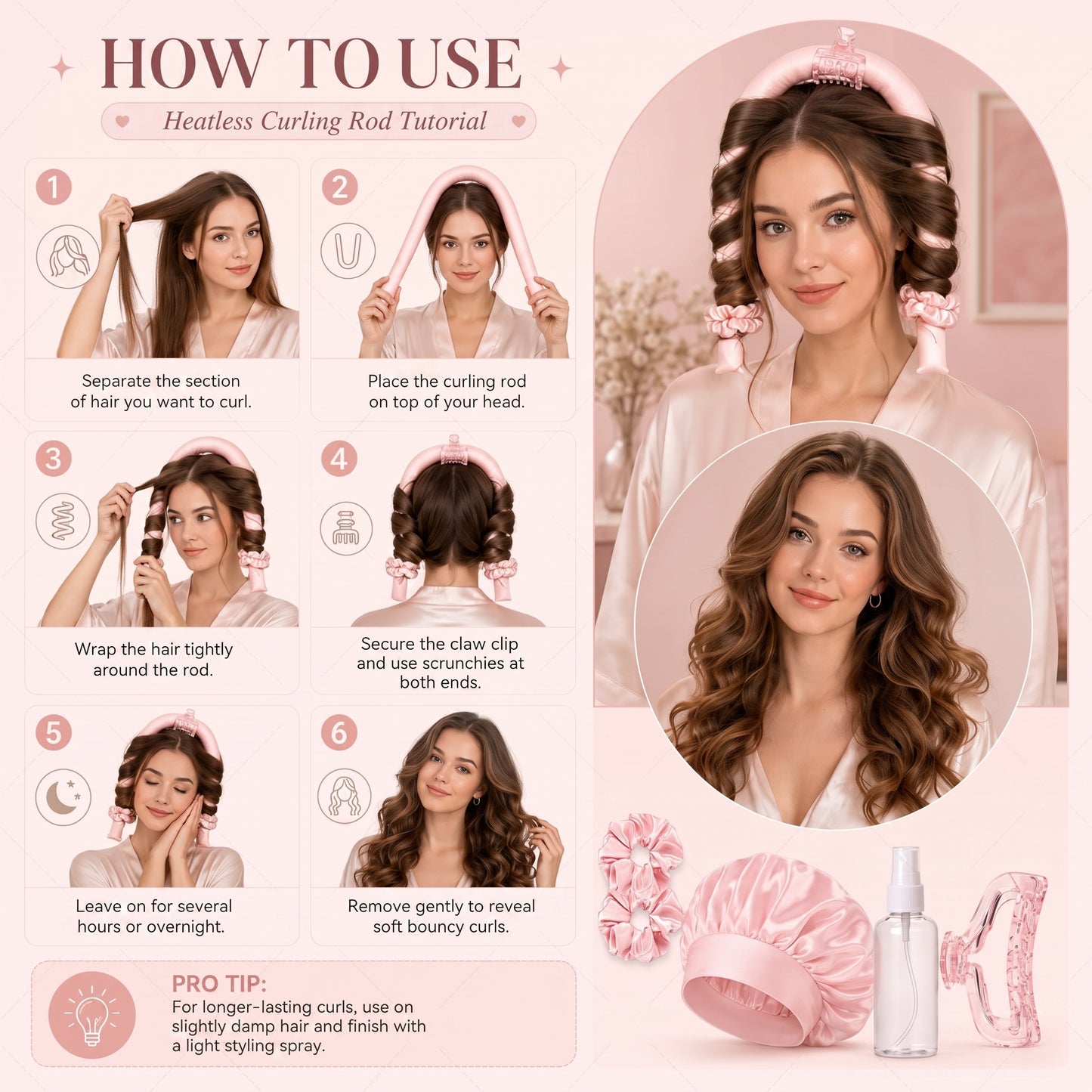 🎁Buy 2 Get 1 Free🔥Heatless Curling Rod Headband👩Get Natural, Voluminous Curls While You Sleep 😍
