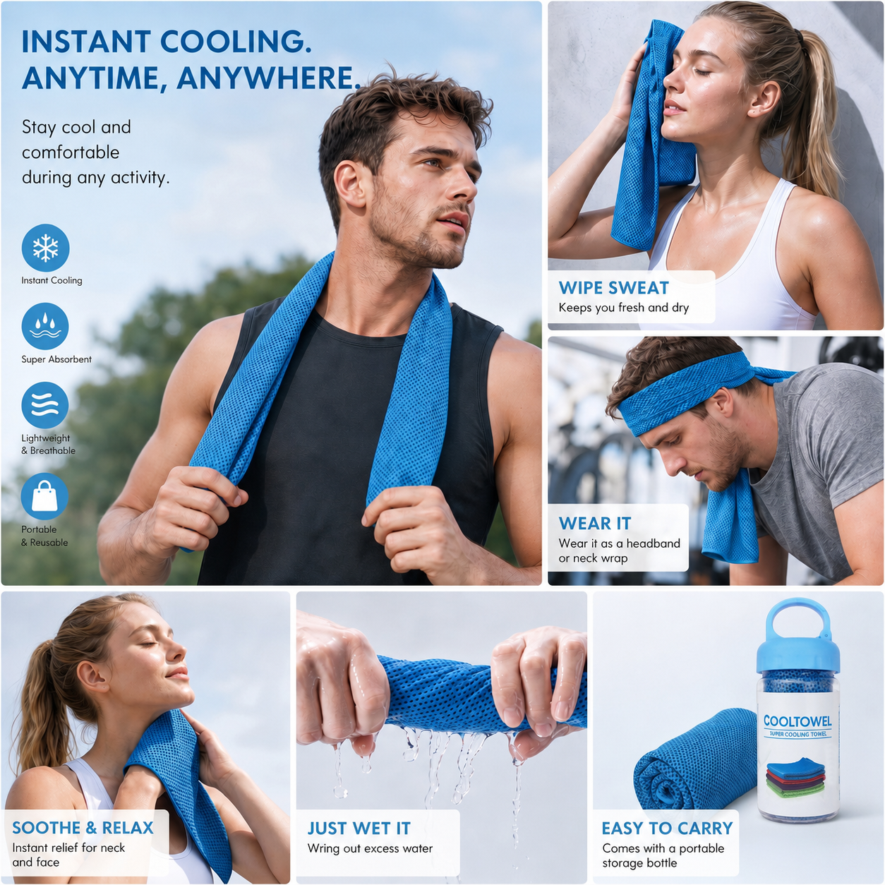 🩵Last Day Buy 1 Get 1 Free🩵🌞 Summer Essential-❄Absorbent Quick-Drying Gym Cooling Towels
