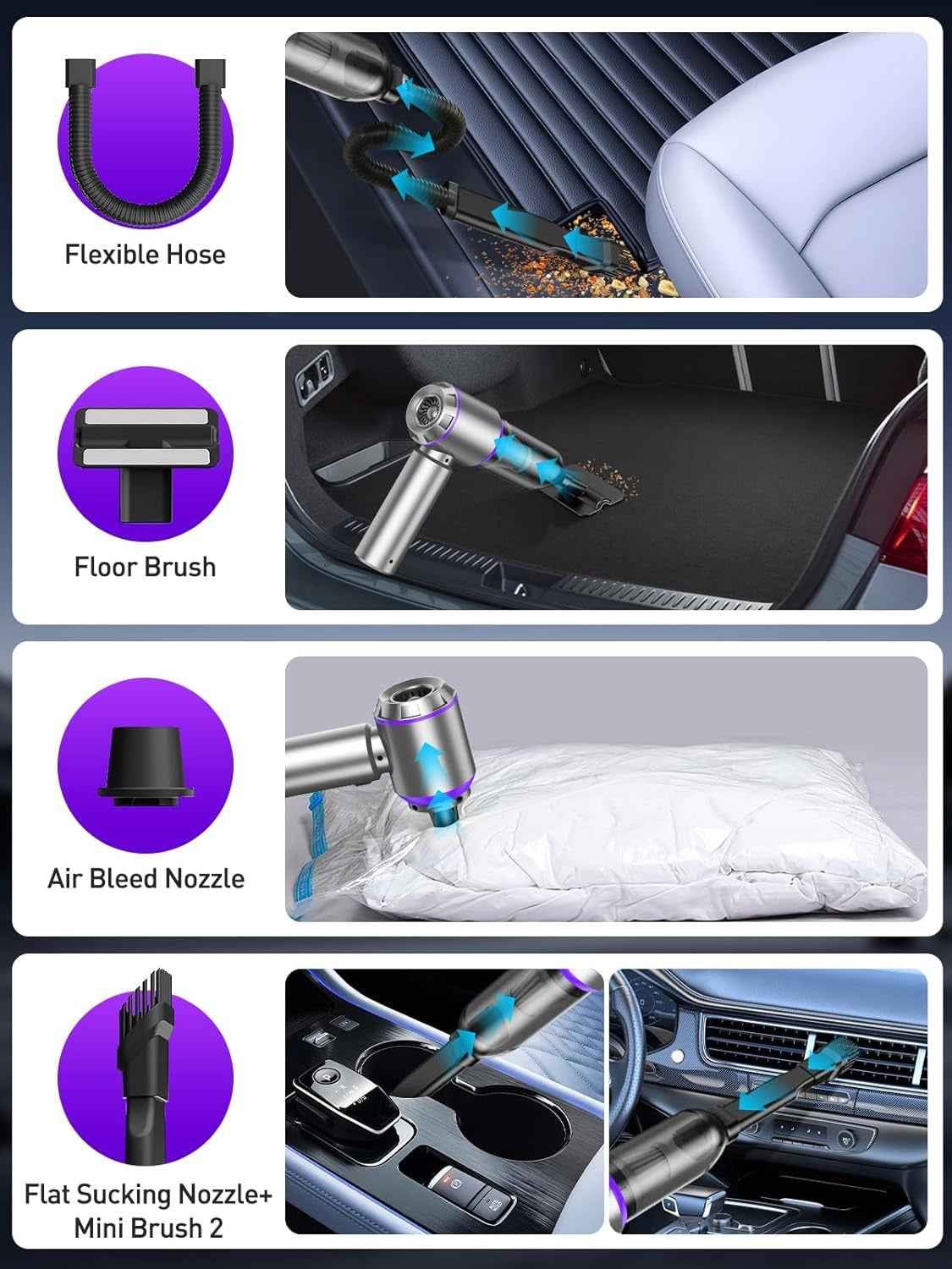 🚗 5-in-1 Mini Car Vacuum | Powerful Cordless Air Duster