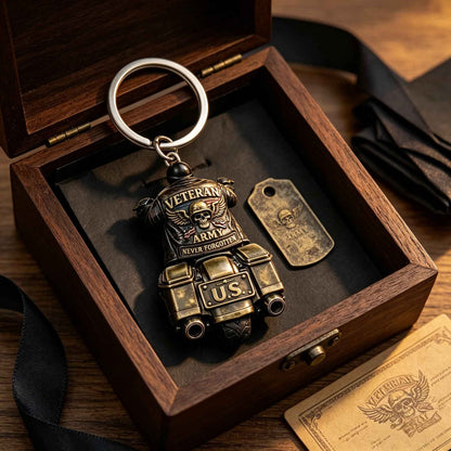 🎖️🔥 Vintage Veteran Motorcycle Keychain | Celebrate Honor, Courage