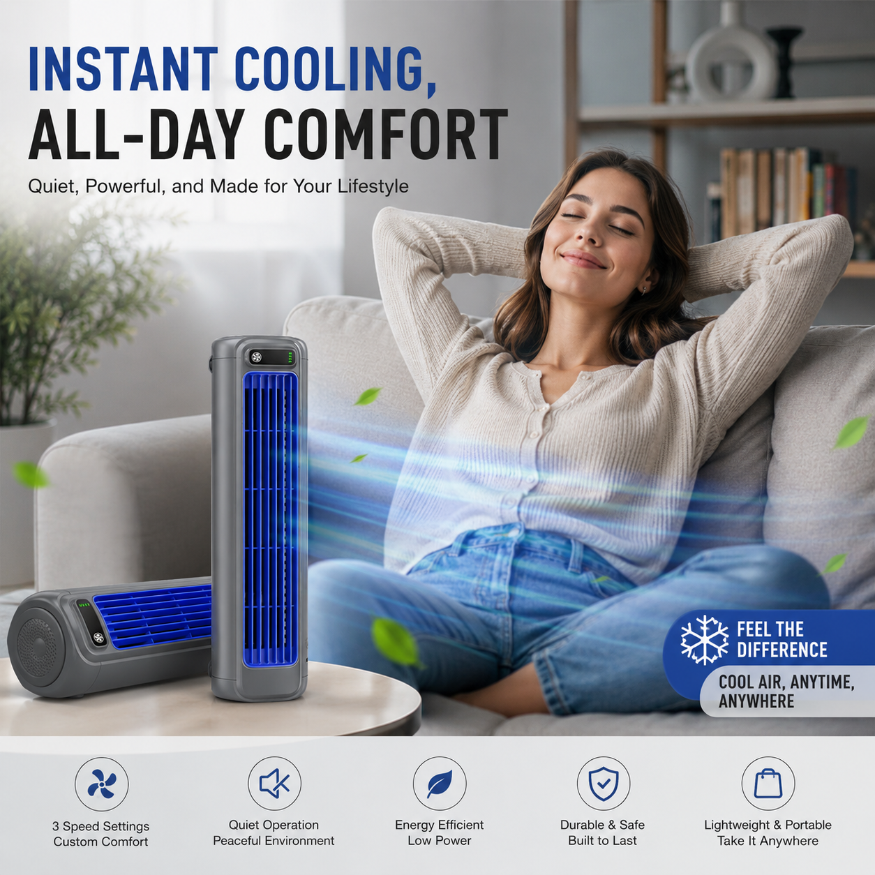 🌊❄️ Rechargeable Personal Air Cooler – Cordless Cooling for Kitchen, Bedroom & Office