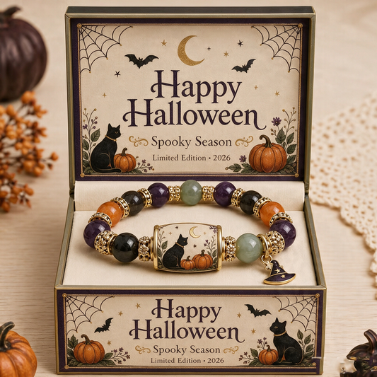 🎃🐈 Halloween Sale 50% OFF🔥 Black Cat Pumpkin Beaded Bracelet Gift Set