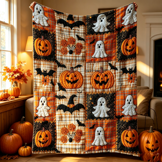 🎃🦇 Today 49% OFF🔥 Pumpkin & Bat Flannel Throw Blanket | Cozy Halloween Blanket for Sofa & Bed