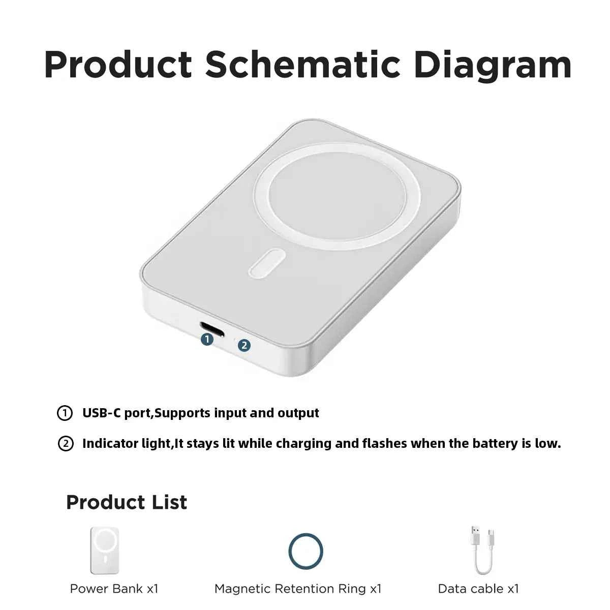 ⚡ 5000mAh MagSafe Power Bank | Wireless Fast Charger for iPhone
