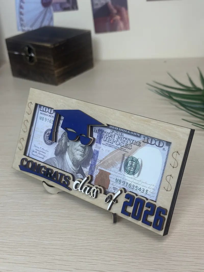 🎁Buy 1 Get 1 Free🎁|🎓 Class of 2026 Money Holder – Unique Wooden Cash Gift Box🧑‍🎓