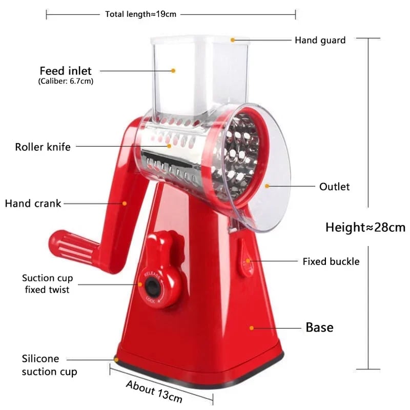 Multifunctional Rotary Vegetable Slicer – Hand Crank Cheese Grater & Veggie Cutter