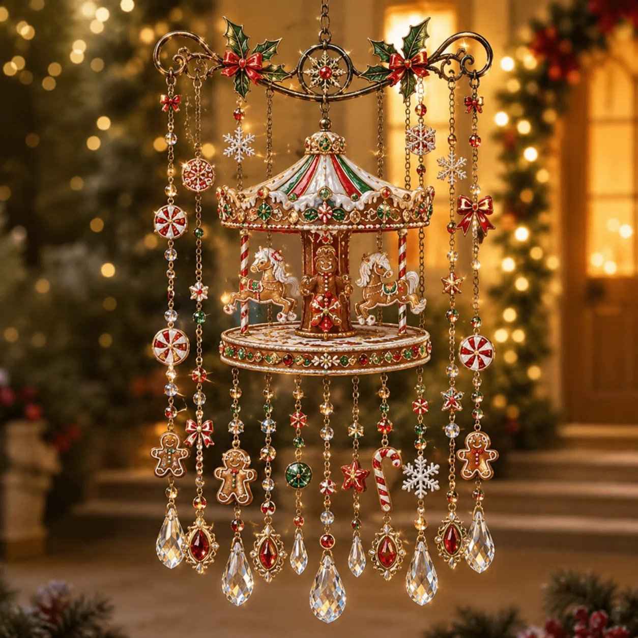 🎄✨ Christmas Stained Glass Suncatcher Wind Chime – Sparkling Crystal Drop Window Decor | 🔥 50% OFF