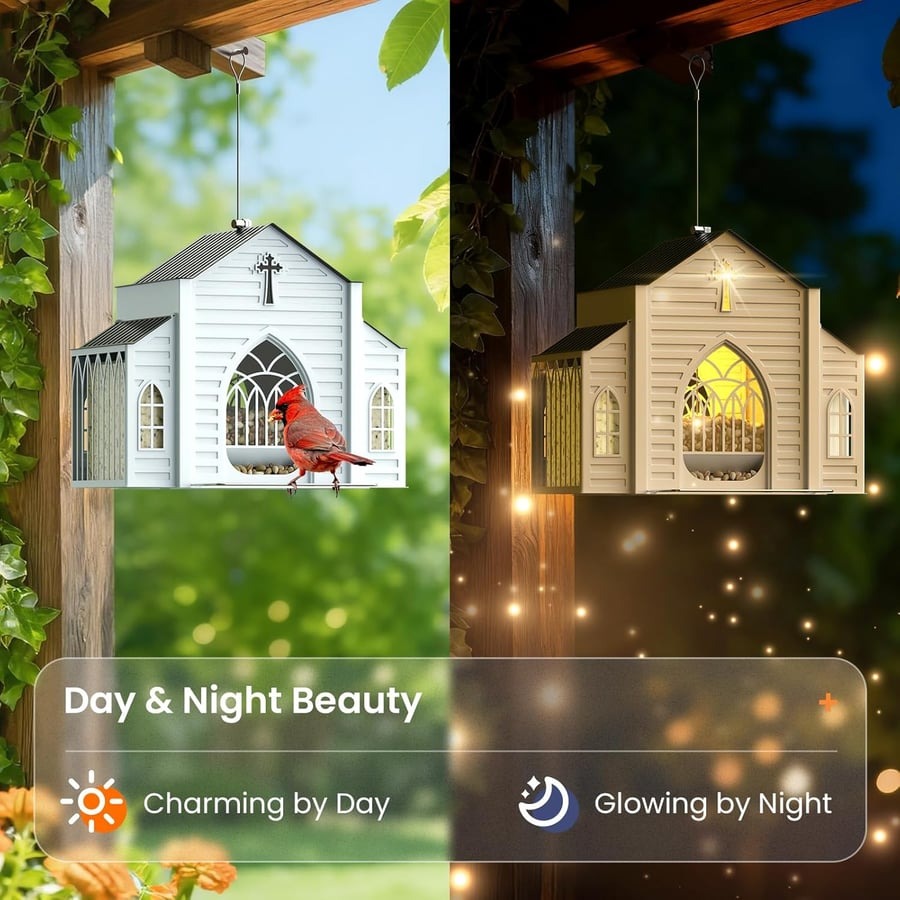 🔥Last Day 49% OFF-✝️Church-Shaped Metal Solar Bird Feeder🐦️✨