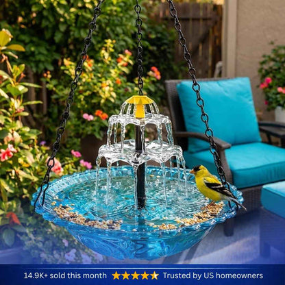 🐦 Solar Bird Bath Fountain | Hanging Cascade Garden Decor