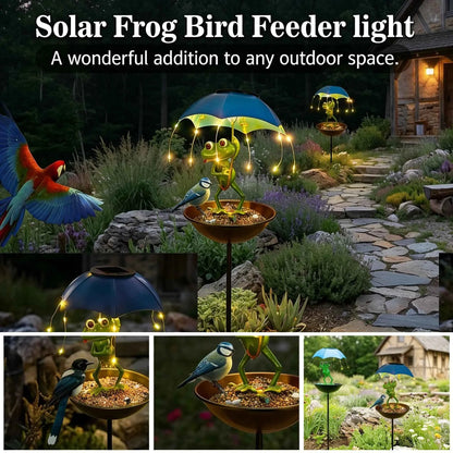 🐸 Solar Frog Statue | Waterproof Garden Light & Feeder