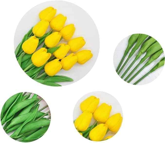 Last Day Promotion! 🔥Outdoor/Indoor UV Resistant & Waterproof Faux Tulip Bouquet 10Pcs Artificial Flower Decor ✅