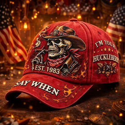 🤠🔥 Retro Western Cowboy Skull Embroidered Baseball Cap | Vintage Style for Everyday Wear
