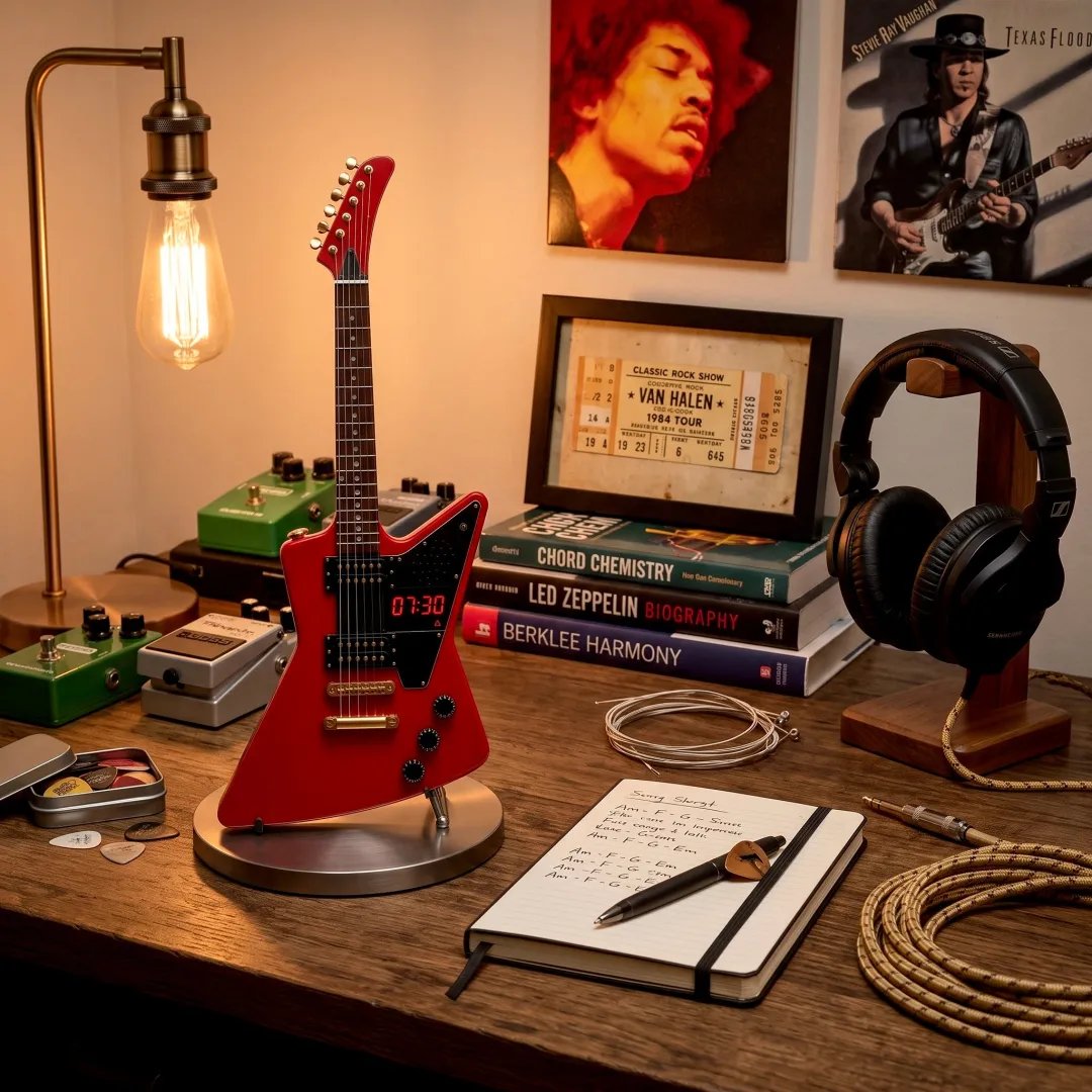 🎸 Electric Guitar Shaped Alarm Clock | Rock Style Desktop Decor