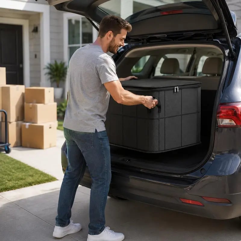 🏠🔥 Today 49% OFF🔥 Spacious Moving Storage Bin | Large Zippered Organizer for Quilts, Bedding & Sweaters