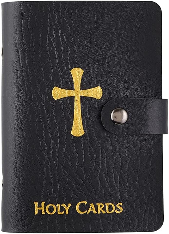 ✝️🙏Catholic Faux Leather Holy Card Holder – Pocket Prayer Card Organizer with Snap Closure