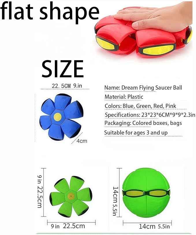 🏀✨ Magic Flying Saucer Ball with LED Lights | Transforming Bouncy Toy