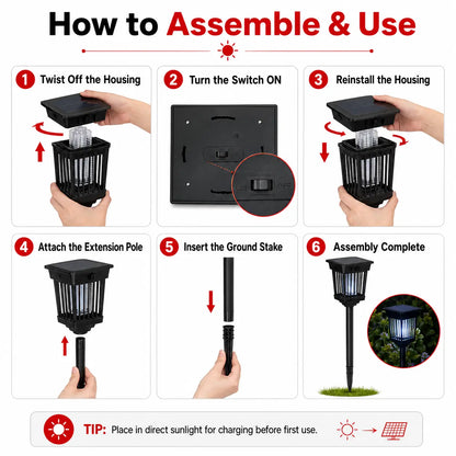🦟 Solar Mosquito Zapper Light | Outdoor UV Insect Killer Lamp