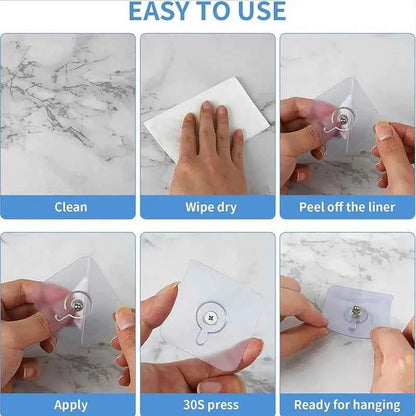 🧲 40PCS Self-Adhesive Wall Hooks | Bathroom & Kitchen Organizer