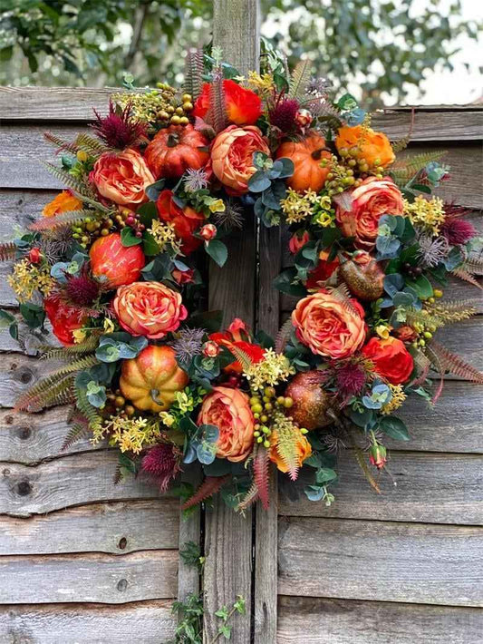 💖Last Day 49% OFF💖 Handmade Fall Peony And Pumpkin Wreath - Year Round Wreath