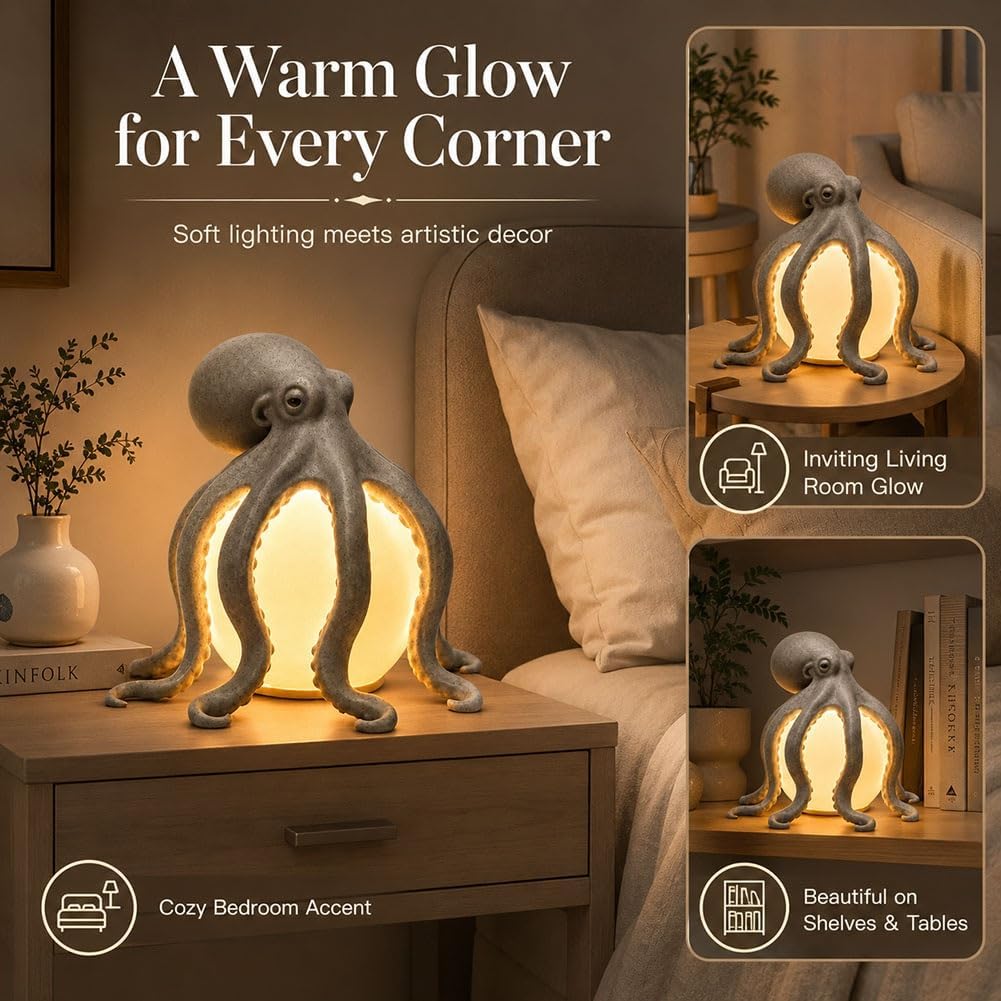 🎁🎉Only $21.99 This Week🌟🐙 Ocean Sculpture Octopus Ambient Table Lamp
