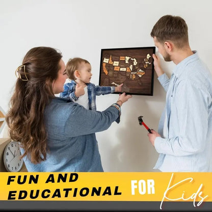 🤩Last Day - 50% OFF| 🌎️🧩3D Wooden USA Map Puzzle: Interactive Travel Tracker Wall Art🗺️
