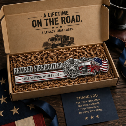 🚒 🔥 Retired Firefighter Metal Car Emblem | Show Your Firefighter Pride Wherever You Go