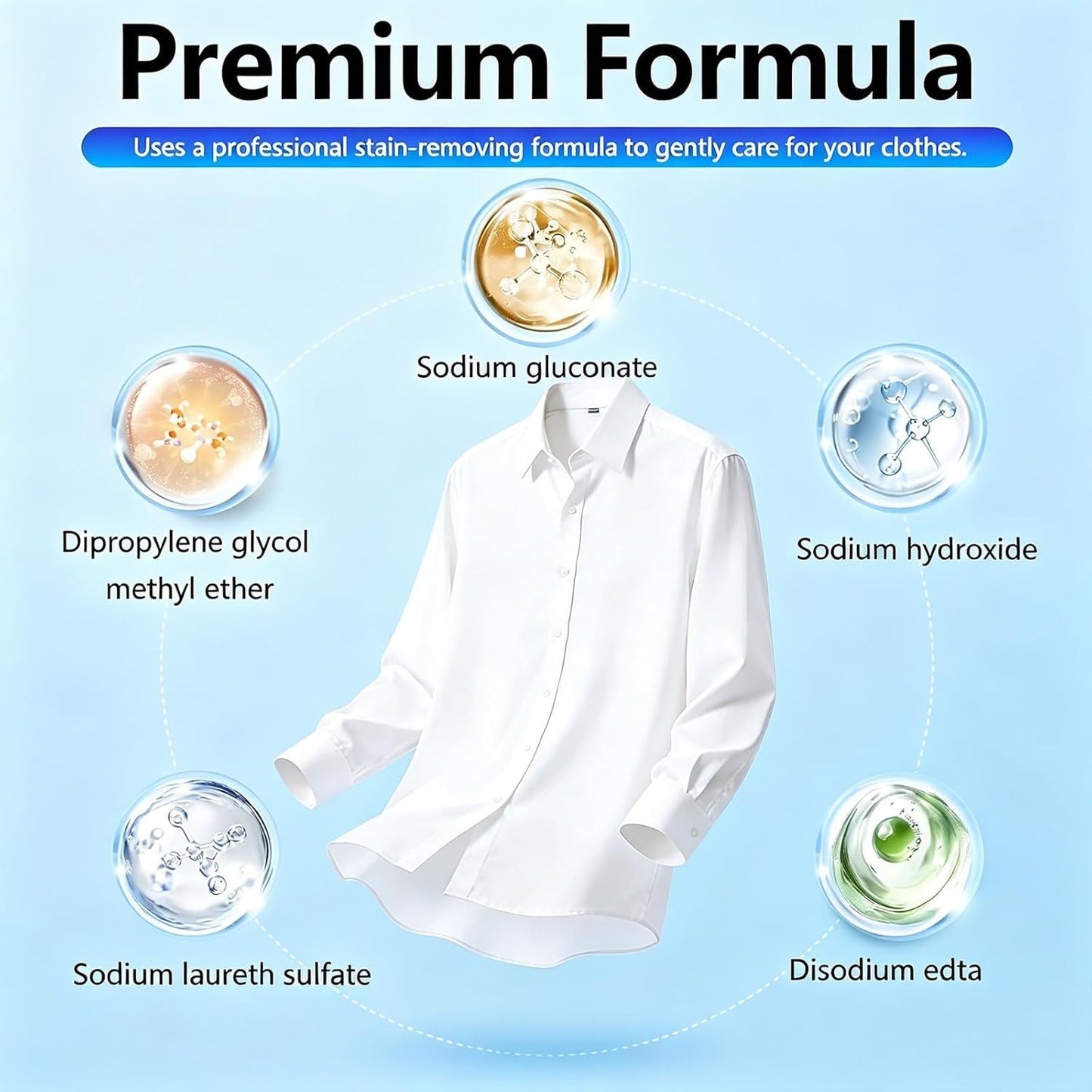 Natural Non-Ionic Emulsifier Dry Clean Spray, Powerful Clothes Stain Remover, Fabric Safe No Damage