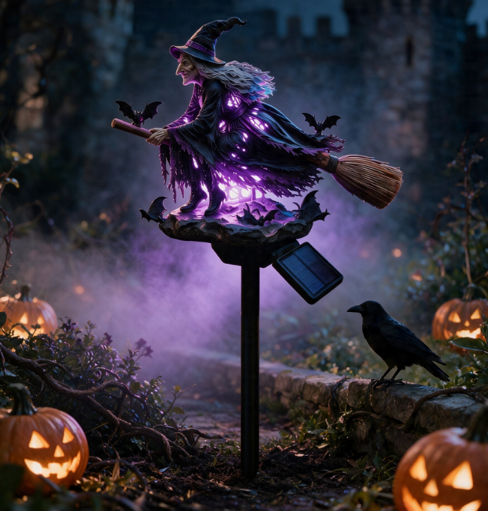 🧙‍♀️🌙 Witch Broom Garden Stake Light | Create a Haunted Halloween Atmosphere