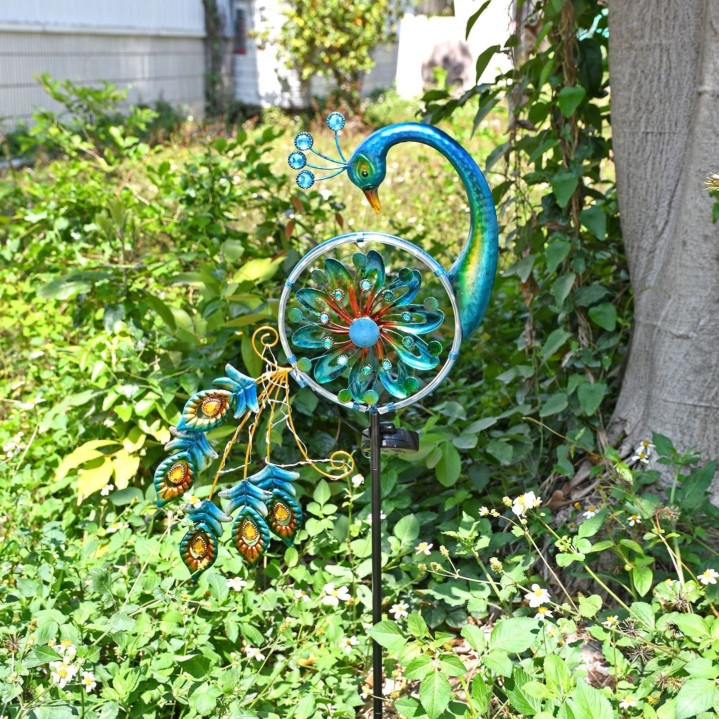 🦚 Wrought Iron Peacock Solar Lawn Lamp