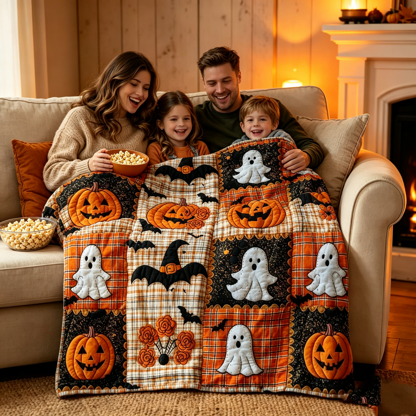 🎃🦇 Today 49% OFF🔥 Pumpkin & Bat Flannel Throw Blanket | Cozy Halloween Blanket for Sofa & Bed