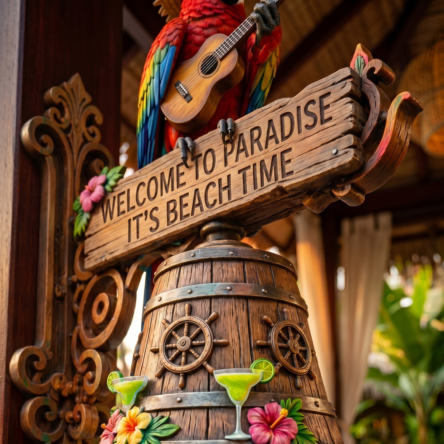 🔥Last Day 49% OFF Sola🔥-🐠 "Island Vibes Lover Paradise Welcome to Paradise" Tropical Wall Bell