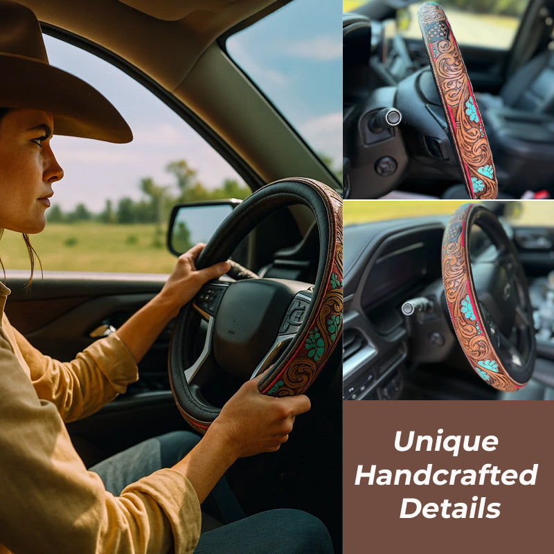 🤠 Give Your Ride That Wild West Energy🛞Western Cowboy Steering Wheel Cover