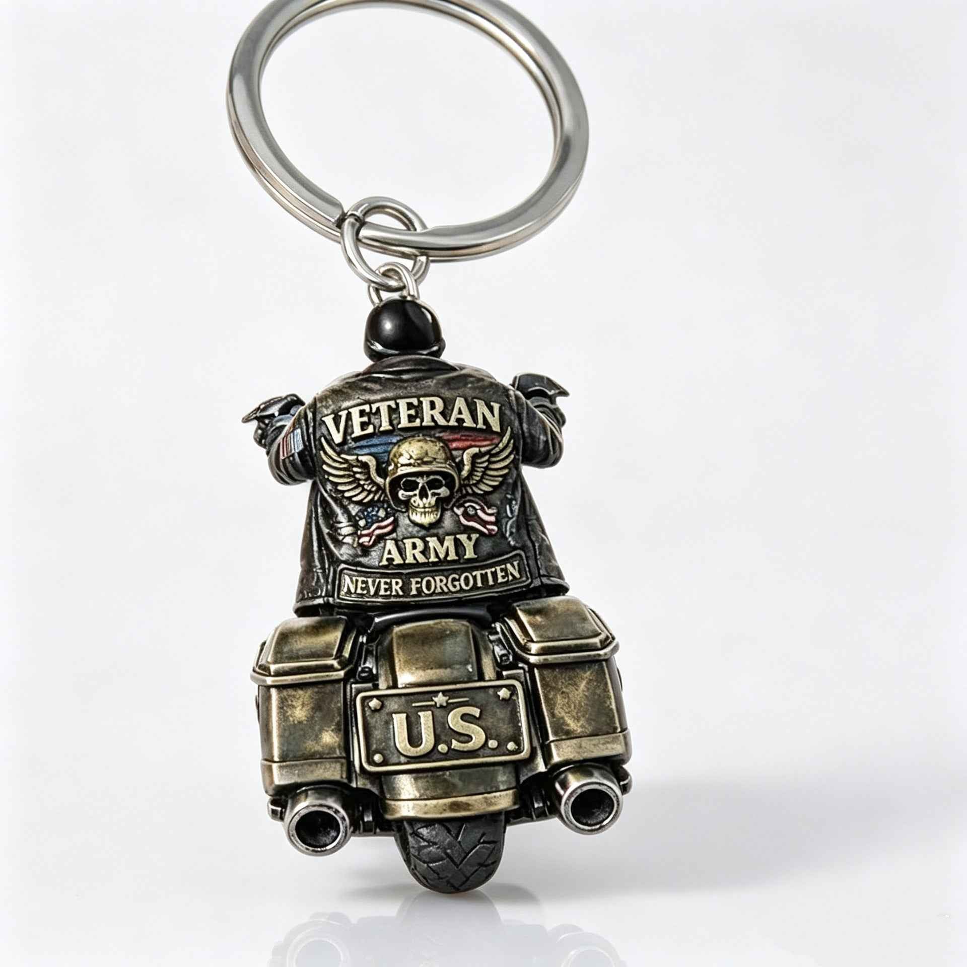 🎖️🔥 Vintage Veteran Motorcycle Keychain | Celebrate Honor, Courage