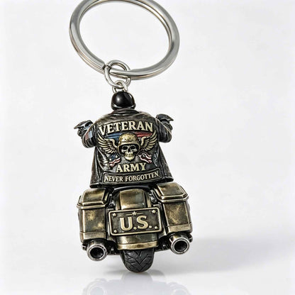 🎖️🔥 Vintage Veteran Motorcycle Keychain | Celebrate Honor, Courage