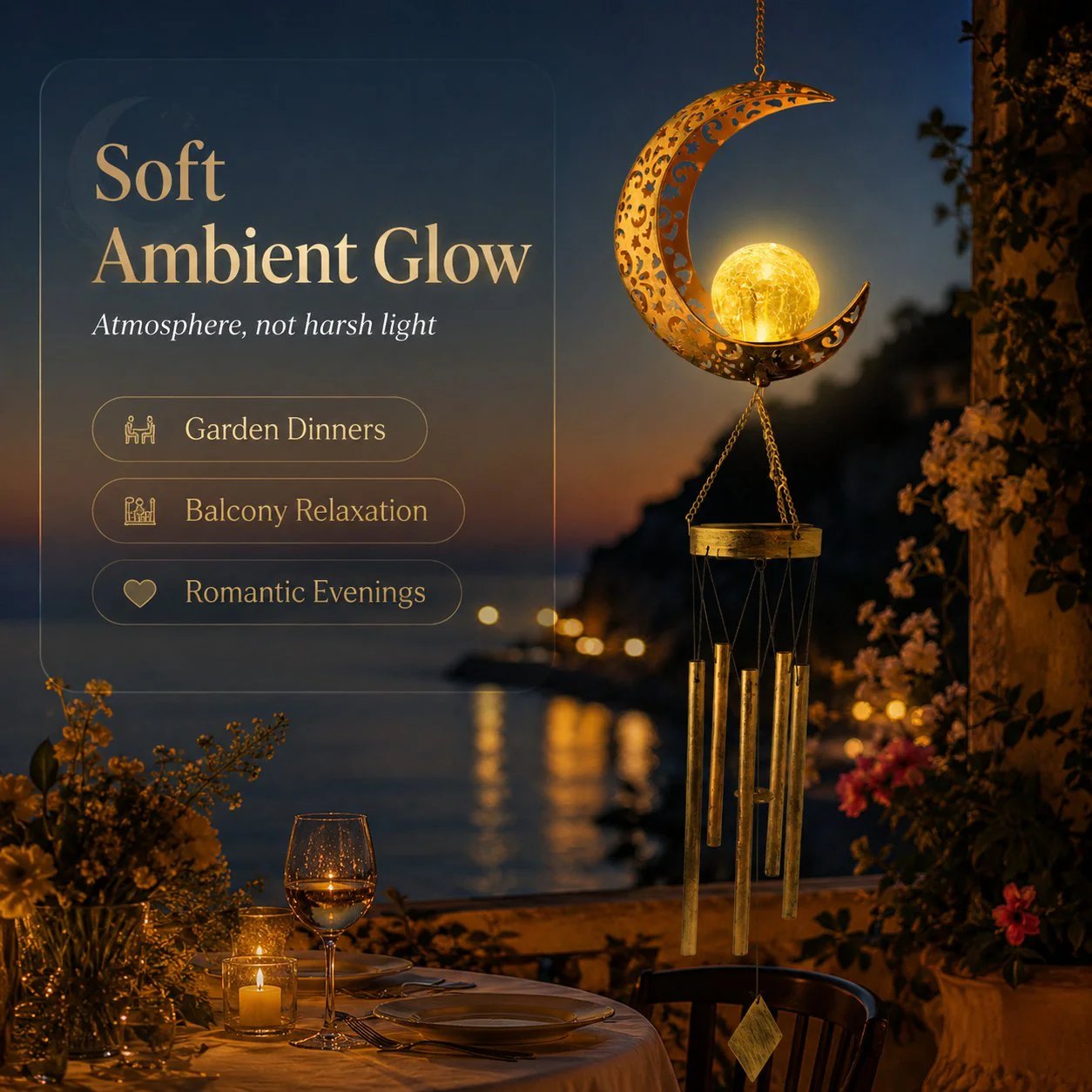 🌙✨ Moon Courtyard Solar Wind Chime 🎐 Add Magic to Every Evening