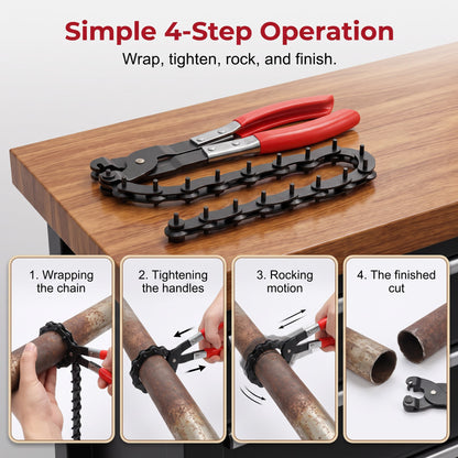 🔥HOT SALE🔥Professional Chain-Style Exhaust & Pipe Cutter – 3/4" to 3-1/4" (19mm-76mm) Capacity for Exhaust Systems, Copper, PVC, Iron, and Aluminum