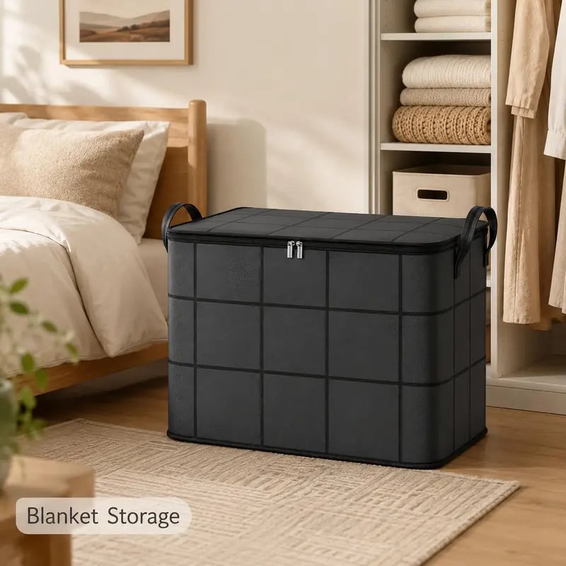 🏠🔥 Today 49% OFF🔥 Spacious Moving Storage Bin | Large Zippered Organizer for Quilts, Bedding & Sweaters