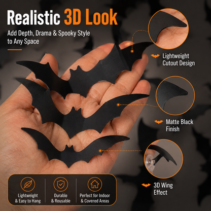 👻✨ 3D Flying Bat Decorations | Colorful LED Halloween Decor for Walls, Doors & Windows