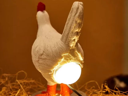 🐔Funny Chicken Night Light Lamp – Small Standard E12 Rooster Laying Egg Light, Farmhouse Table Decor, Unique Birthday Gifts for Chicken Lovers, Quirky Room Decor for Kids & Adults (Includes Bulb)